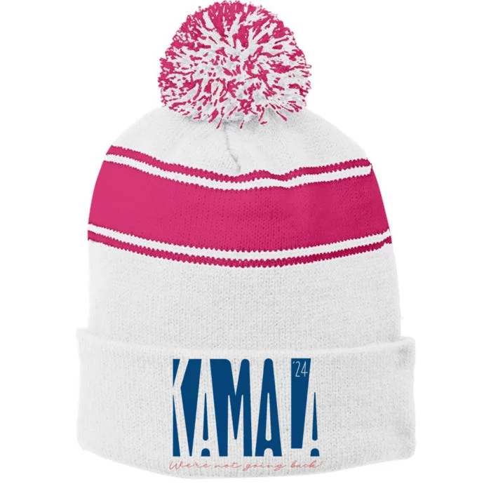 Kamala Harris Tim Walz 2024 Stripe Pom Pom Beanie