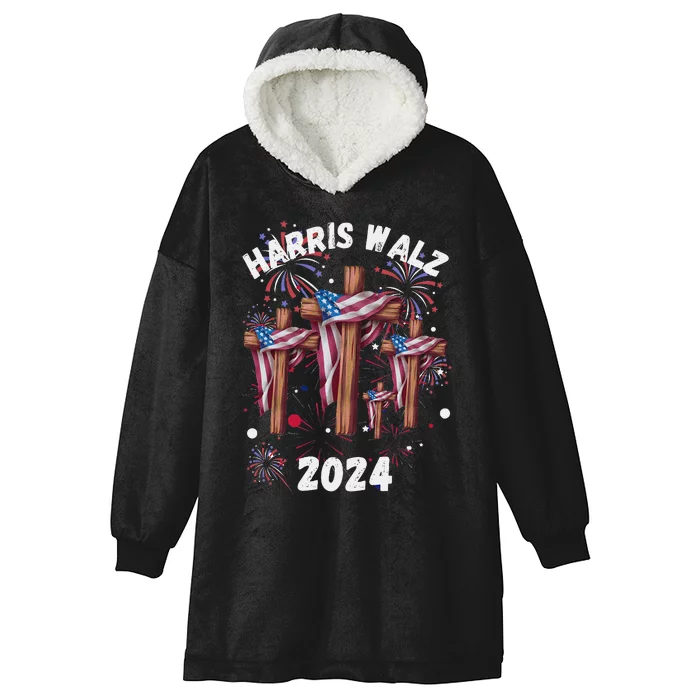 Kamala Harris Tim Walz Waltz Election Party Wear Hooded Wearable Blanket