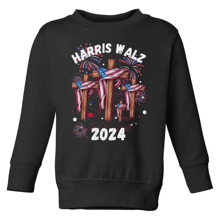 Kamala Harris Tim Walz Waltz Election Party Wear Toddler Sweatshirt