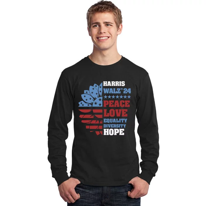 Kamala Harris Tim Walz 2024 Peace Lgbt Harris Walz Waltz Tall Long Sleeve T-Shirt