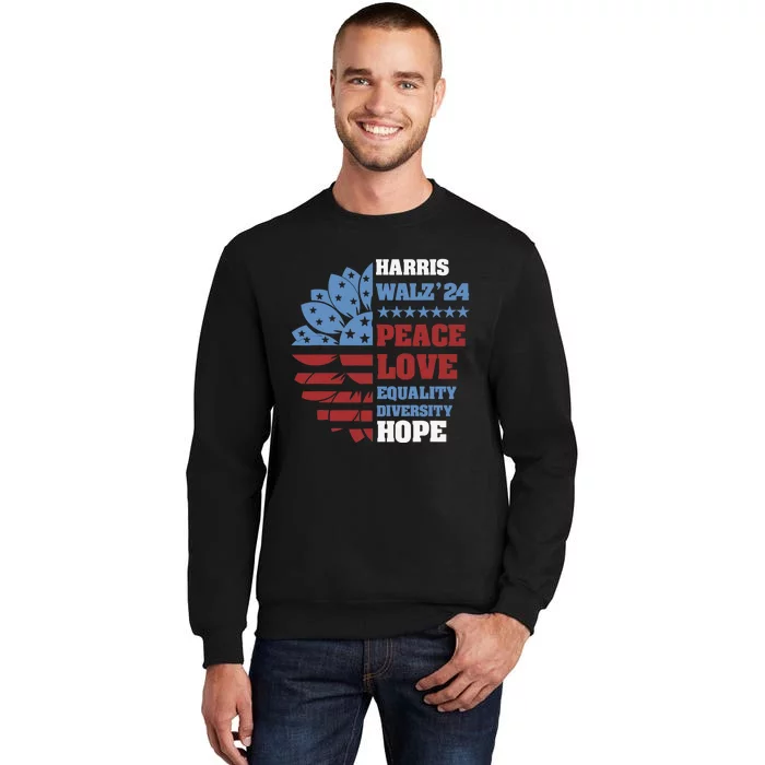 Kamala Harris Tim Walz 2024 Peace Lgbt Harris Walz Waltz Tall Sweatshirt