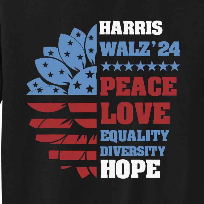 Kamala Harris Tim Walz 2024 Peace Lgbt Harris Walz Waltz Tall Sweatshirt