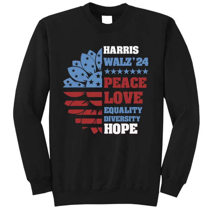 Kamala Harris Tim Walz 2024 Peace Lgbt Harris Walz Waltz Tall Sweatshirt