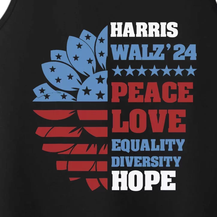 Kamala Harris Tim Walz 2024 Peace Lgbt Harris Walz Waltz Performance Tank