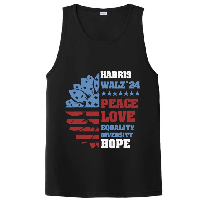 Kamala Harris Tim Walz 2024 Peace Lgbt Harris Walz Waltz Performance Tank