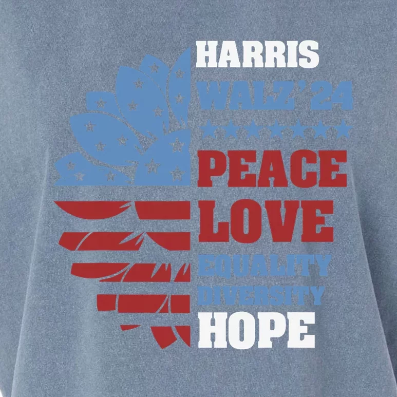 Kamala Harris Tim Walz 2024 Peace Lgbt Harris Walz Waltz Garment-Dyed Women's Muscle Tee