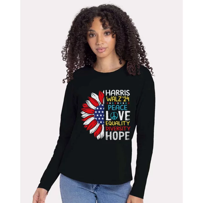 Kamala Harris Tim Walz 2024 Peace Lgbt Harris Walz Waltz Womens Cotton Relaxed Long Sleeve T-Shirt