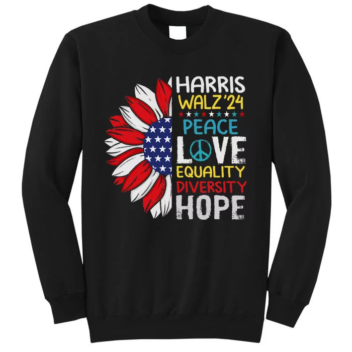 Kamala Harris Tim Walz 2024 Peace Lgbt Harris Walz Waltz Tall Sweatshirt