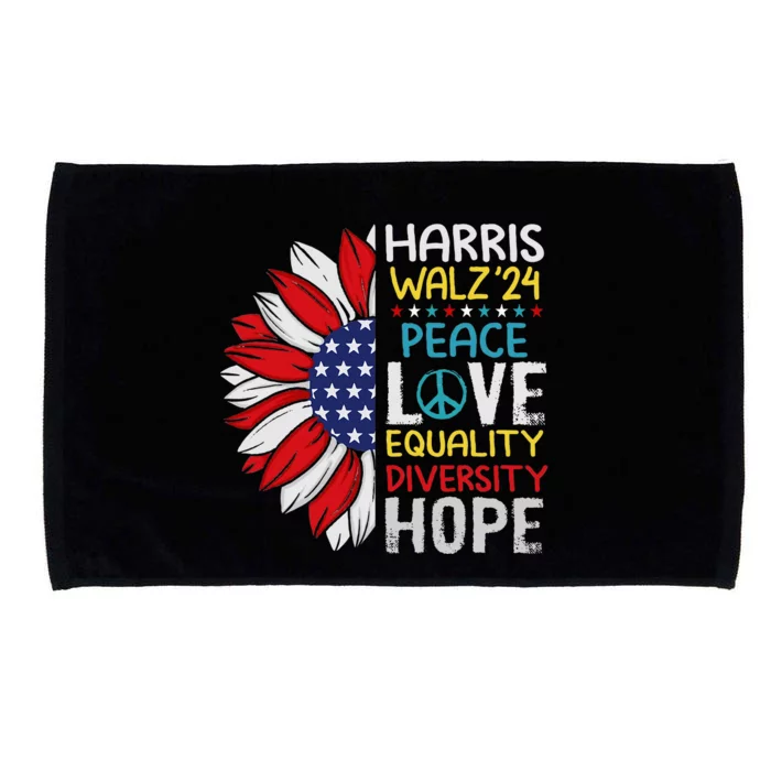 Kamala Harris Tim Walz 2024 Peace Lgbt Harris Walz Waltz Microfiber Hand Towel