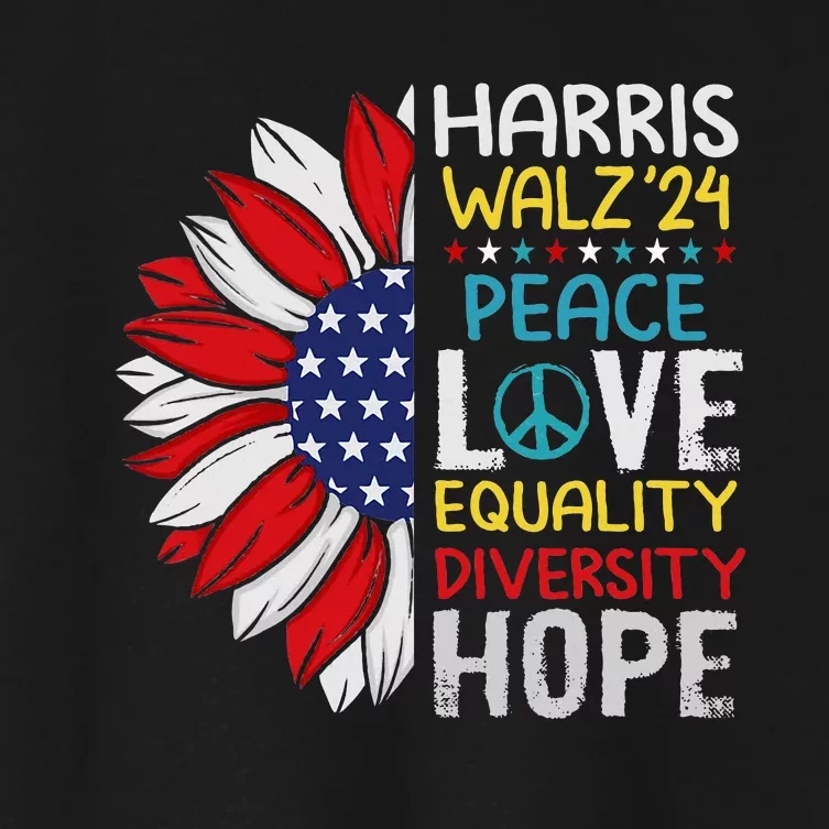 Kamala Harris Tim Walz 2024 Peace Lgbt Harris Walz Waltz Women's Crop Top Tee