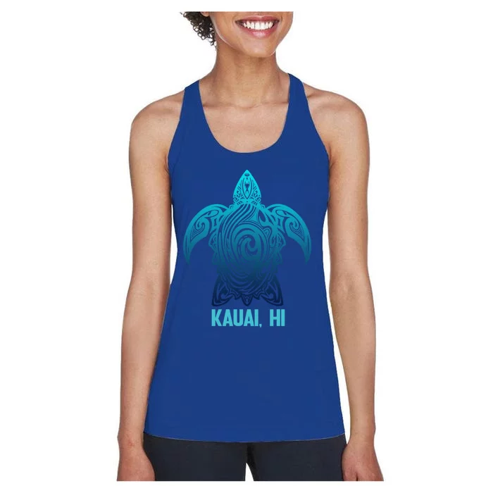 Kauai Hawaii Tribal Sea Turtle Hawaiian Surfer Scuba Diving Gift Women's Racerback Tank