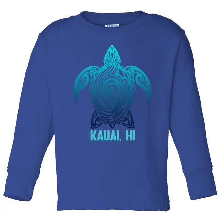 Kauai Hawaii Tribal Sea Turtle Hawaiian Surfer Scuba Diving Gift Toddler Long Sleeve Shirt