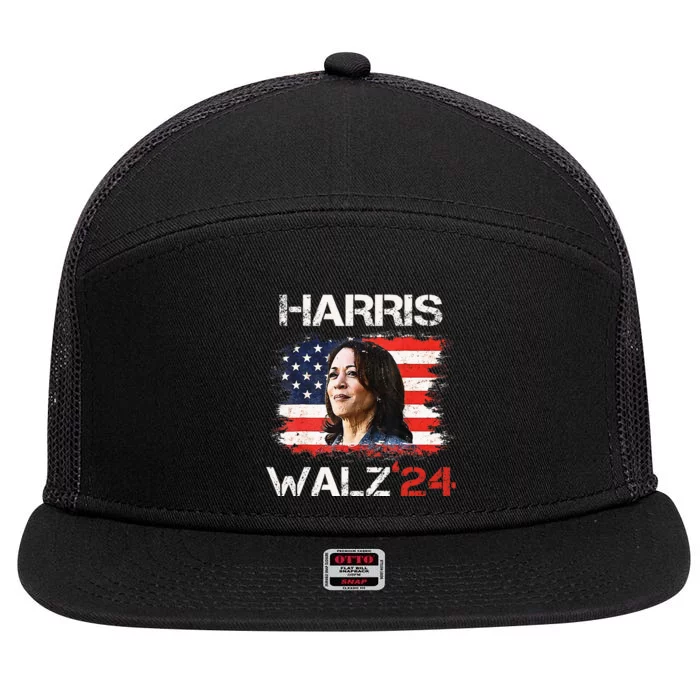 Kamala Harris Tim Walz Waltz 7 Panel Mesh Trucker Snapback Hat