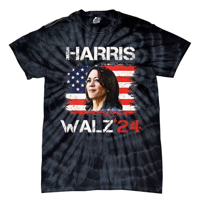 Kamala Harris Tim Walz Waltz Tie-Dye T-Shirt