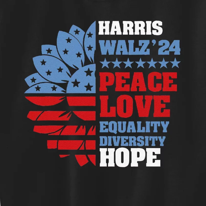 Kamala Harris Tim Walz 2024 Peace Lgbt Harris Walz Waltz Gift Kids Sweatshirt