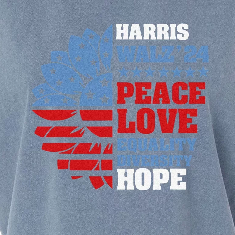 Kamala Harris Tim Walz 2024 Peace Lgbt Harris Walz Waltz Gift Garment-Dyed Women's Muscle Tee