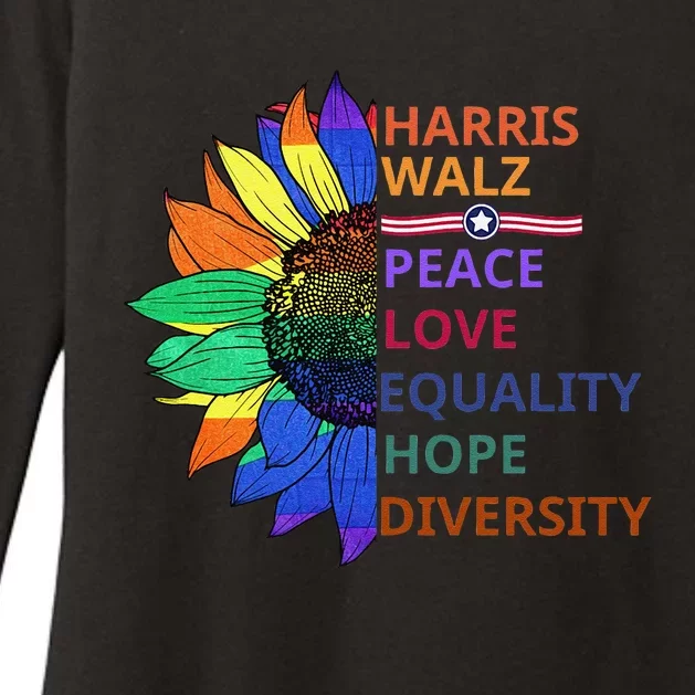 Kamala Harris Tim Walz 2024 Peace Lgbt Harris Walz Waltz Gift Womens CVC Long Sleeve Shirt