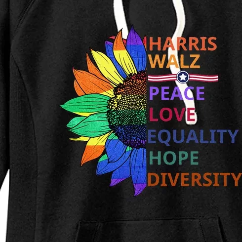 Kamala Harris Tim Walz 2024 Peace Lgbt Harris Walz Waltz Gift Women's Fleece Hoodie