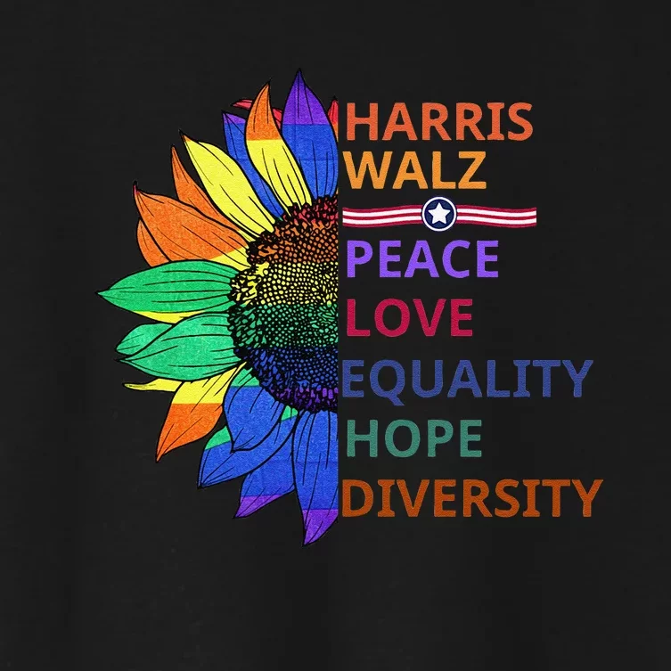 Kamala Harris Tim Walz 2024 Peace Lgbt Harris Walz Waltz Gift Women's Crop Top Tee