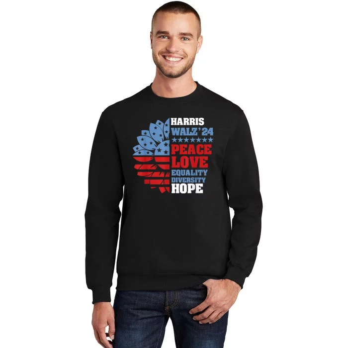 Kamala Harris Tim Walz 2024 Peace Lgbt Harris Walz Waltz Tall Sweatshirt