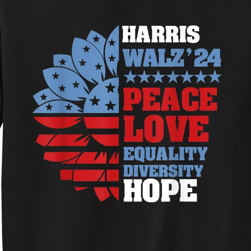 Kamala Harris Tim Walz 2024 Peace Lgbt Harris Walz Waltz Tall Sweatshirt