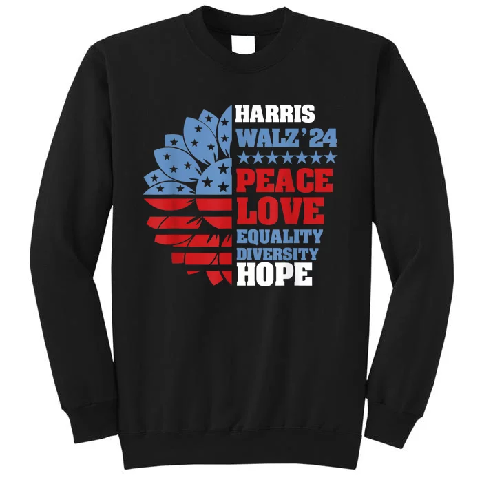 Kamala Harris Tim Walz 2024 Peace Lgbt Harris Walz Waltz Tall Sweatshirt