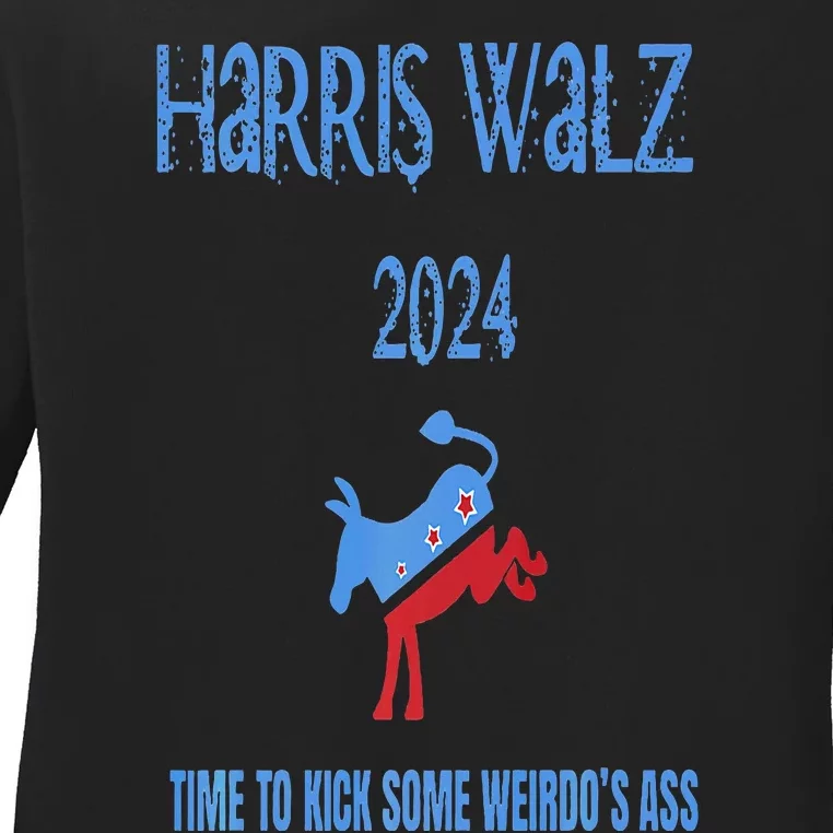 Kamala Harris Tim Walz Election 2024 Vance Is Weird Premium Ladies Long Sleeve Shirt