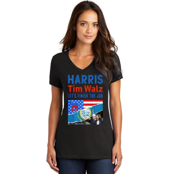 Kamala Harris Tim Walz 2024 Us States Flag South Dakota Premium Women's V-Neck T-Shirt