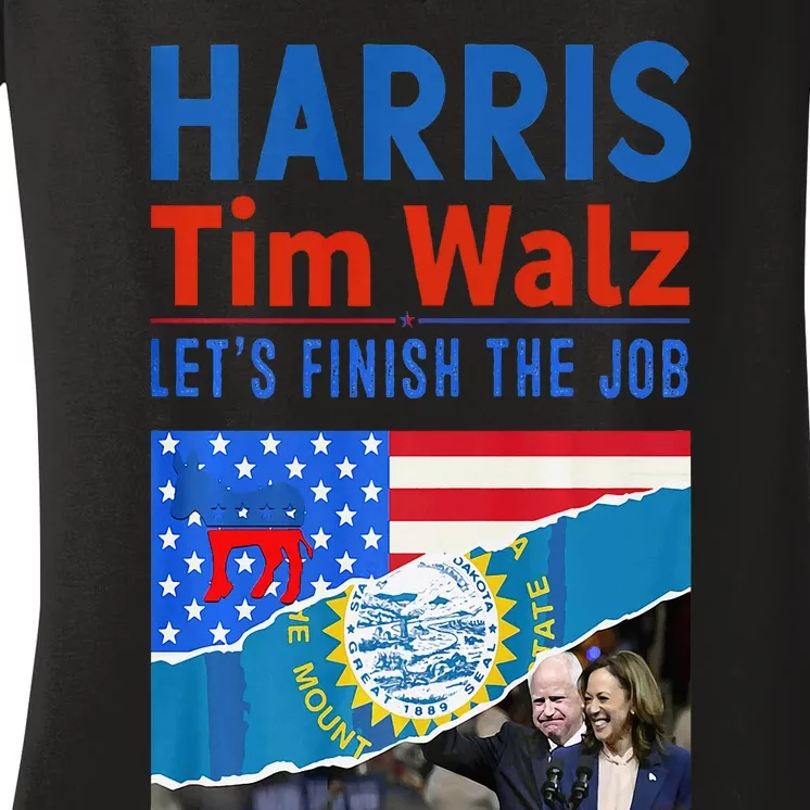 Kamala Harris Tim Walz 2024 Us States Flag South Dakota Premium Women's V-Neck T-Shirt