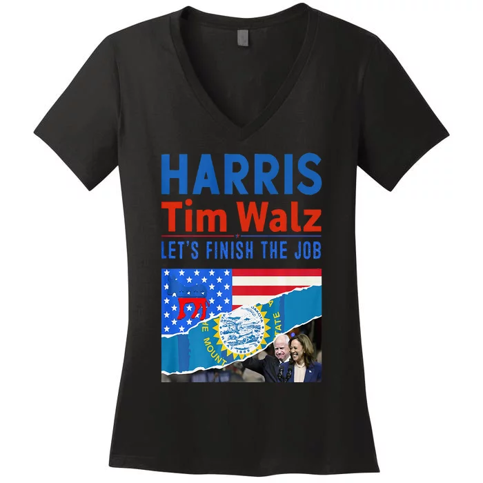 Kamala Harris Tim Walz 2024 Us States Flag South Dakota Premium Women's V-Neck T-Shirt