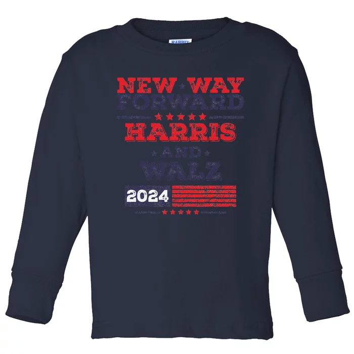 Kamala Harris Tim Walz 2024 New Way Forward Support Harris Toddler Long Sleeve Shirt