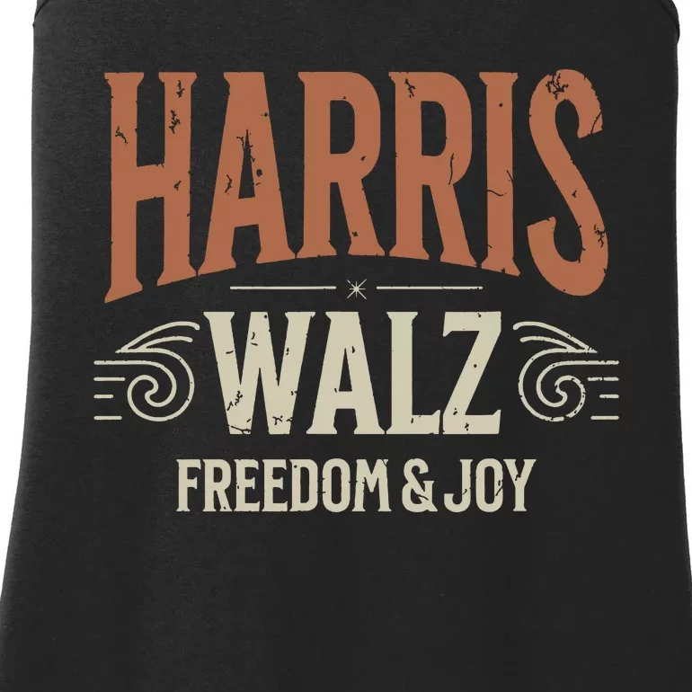 Kamala Harris Tim Walz Waltz 2024 Freedom Joy Ladies Essential Tank