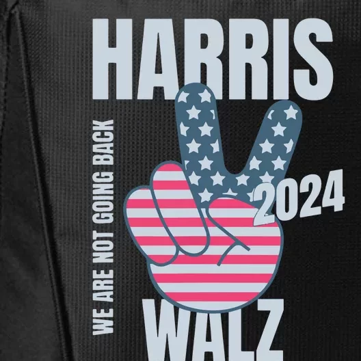 Kamala Harris Tim Walz 2024 Vote Election Peace Sign Flag City Backpack