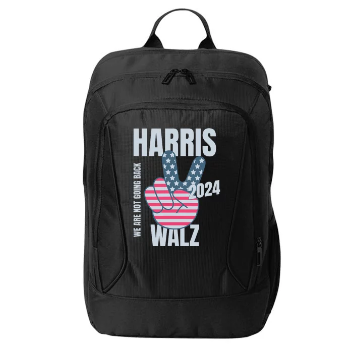 Kamala Harris Tim Walz 2024 Vote Election Peace Sign Flag City Backpack