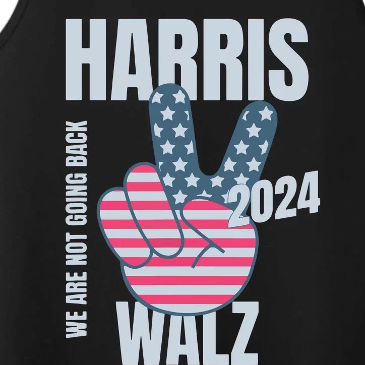 Kamala Harris Tim Walz 2024 Vote Election Peace Sign Flag Performance Tank