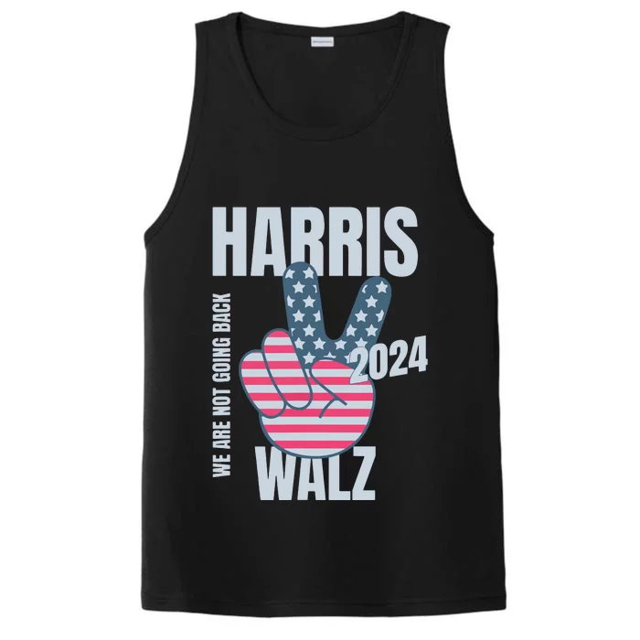 Kamala Harris Tim Walz 2024 Vote Election Peace Sign Flag Performance Tank