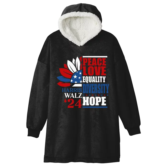 Kamala Harris Tim Walz 2024 Peace Lgbt Harris Waltz 2024 Hooded Wearable Blanket