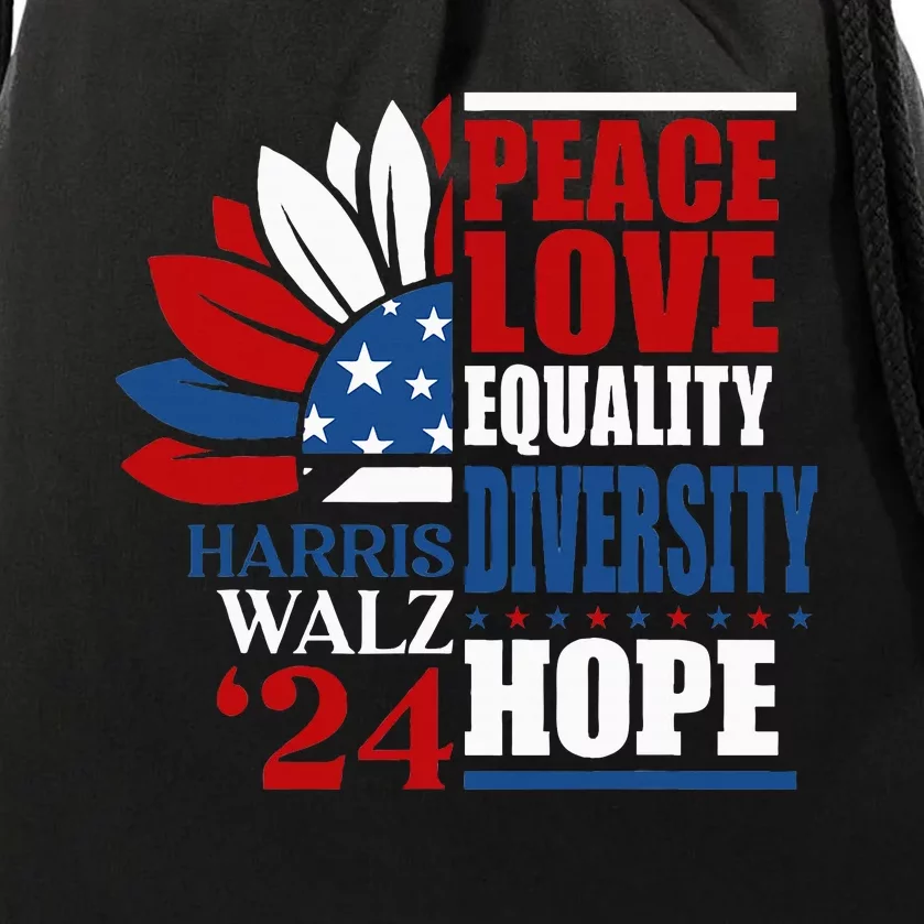 Kamala Harris Tim Walz 2024 Peace Lgbt Harris Waltz 2024 Drawstring Bag