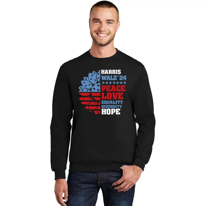 Kamala Harris Tim Walz 2024 Peace Lgbt Harris Walz Waltz Tall Sweatshirt