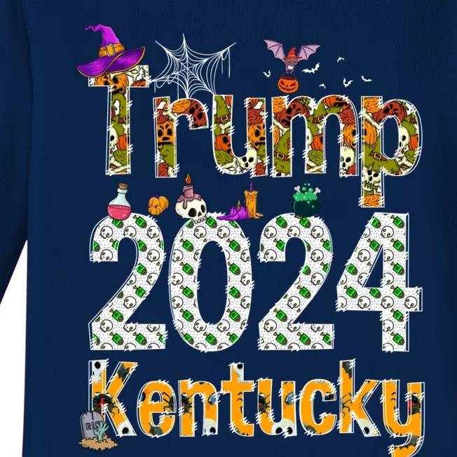 Kentucky Halloween Trump 2024 Election Gift Baby Long Sleeve Bodysuit