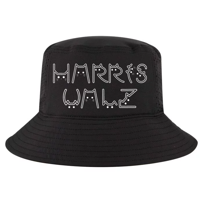 Kamala Harris Tim Walz Waltz Cat Letter Font Design 2024 Cool Comfort Performance Bucket Hat