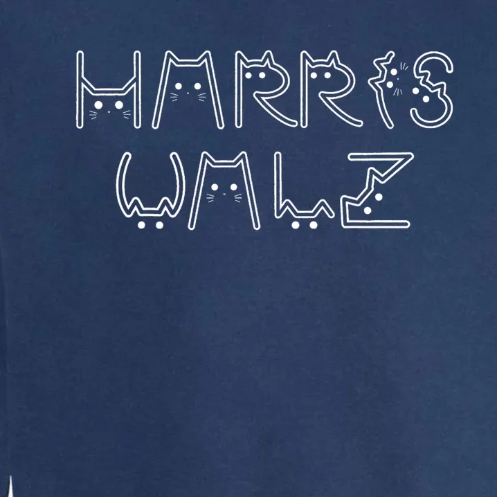 Kamala Harris Tim Walz Waltz Cat Letter Font Design 2024 Garment-Dyed Sweatshirt