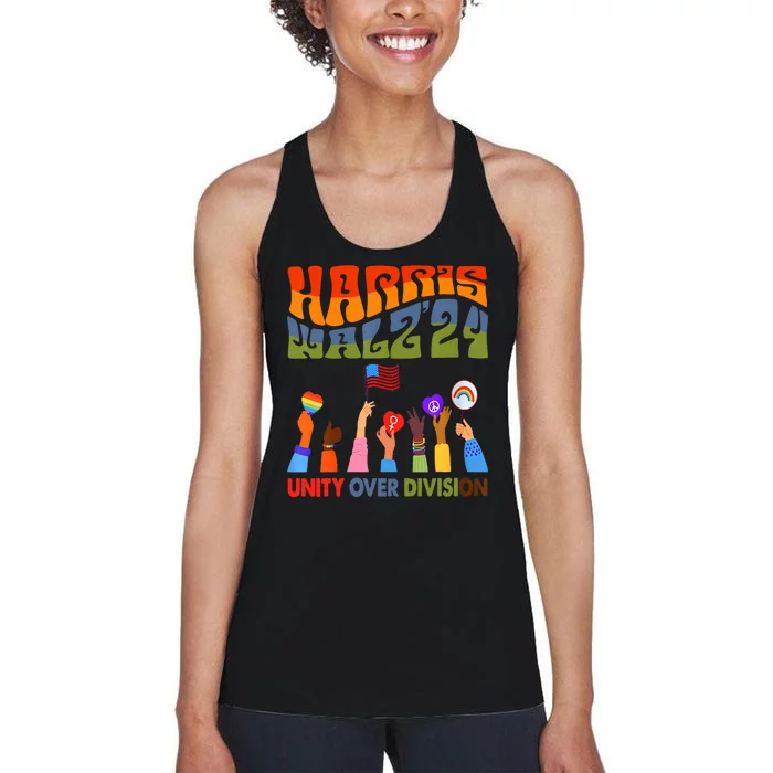 Kamala Harris Tim Walz Waltz Boho Aesthetic Women's Racerback Tank