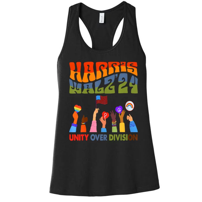 Kamala Harris Tim Walz Waltz Boho Aesthetic Women's Racerback Tank