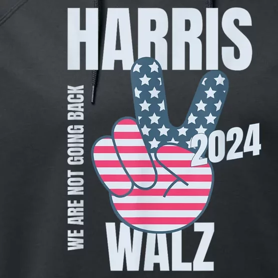 Kamala Harris Tim Walz 2024 Vote Election Peace Sign Flag Performance Fleece Hoodie