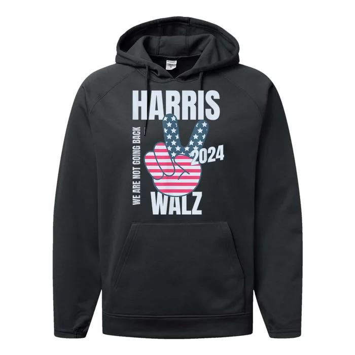 Kamala Harris Tim Walz 2024 Vote Election Peace Sign Flag Performance Fleece Hoodie