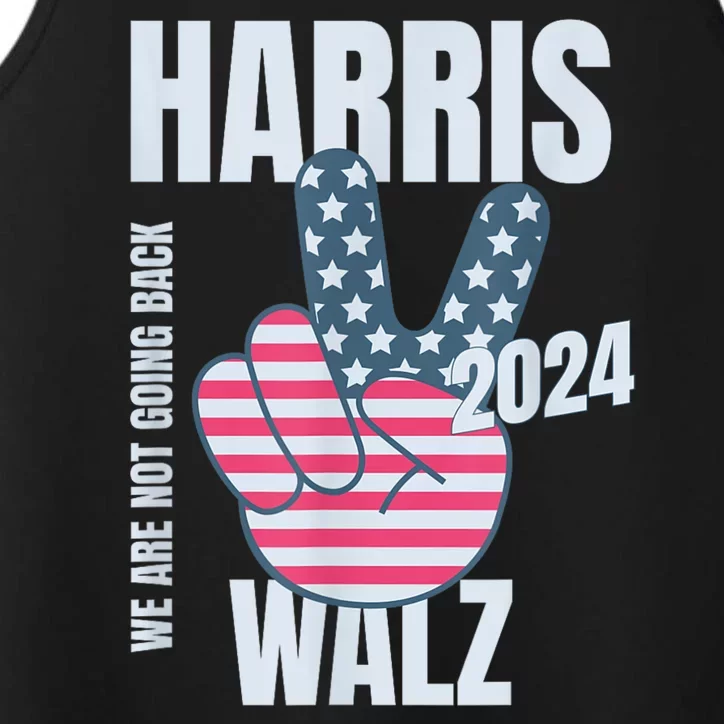 Kamala Harris Tim Walz 2024 Vote Election Peace Sign Flag Performance Tank