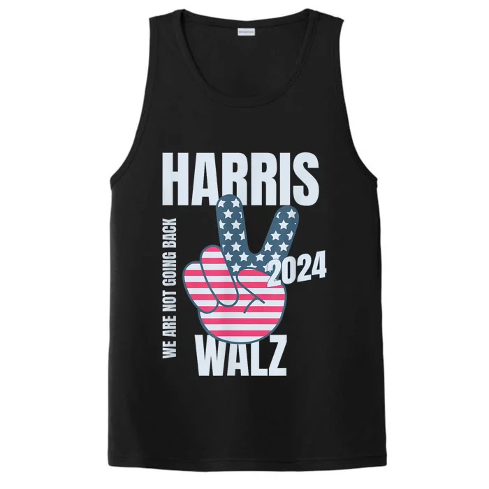 Kamala Harris Tim Walz 2024 Vote Election Peace Sign Flag Performance Tank