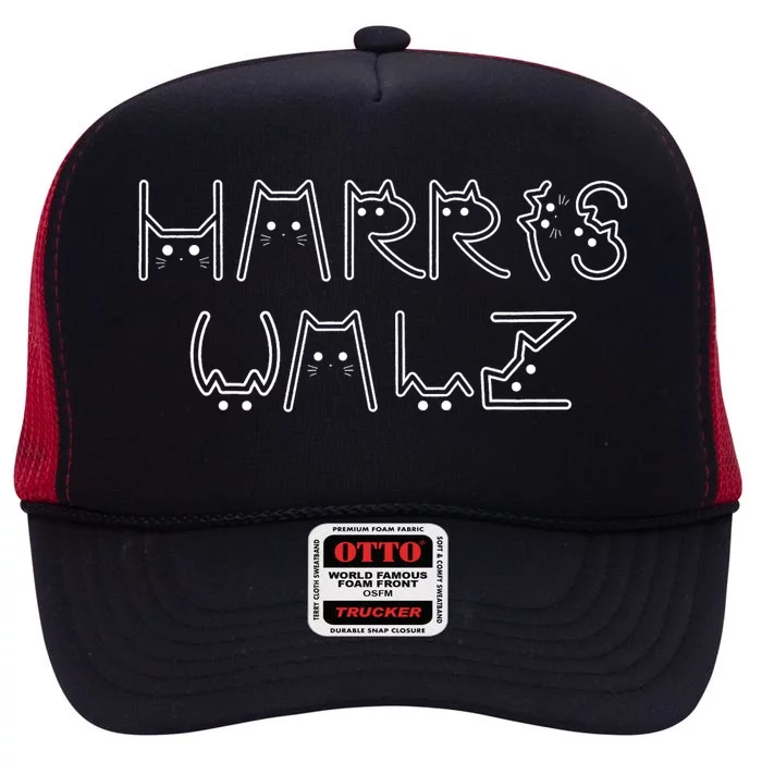 Kamala Harris Tim Walz Waltz Cat Letter Font Design 2024 High Crown Mesh Trucker Hat