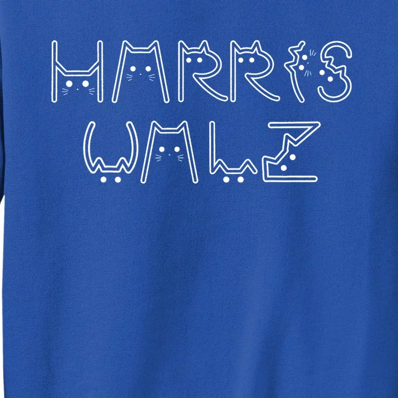 Kamala Harris Tim Walz Waltz Cat Letter Font Design 2024 Tall Sweatshirt